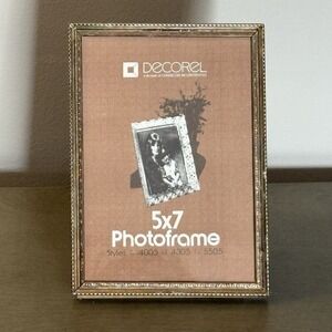 Vintage Decorel Phone Picture Frame 5x7 Gold Tone Retro Standing Ornate